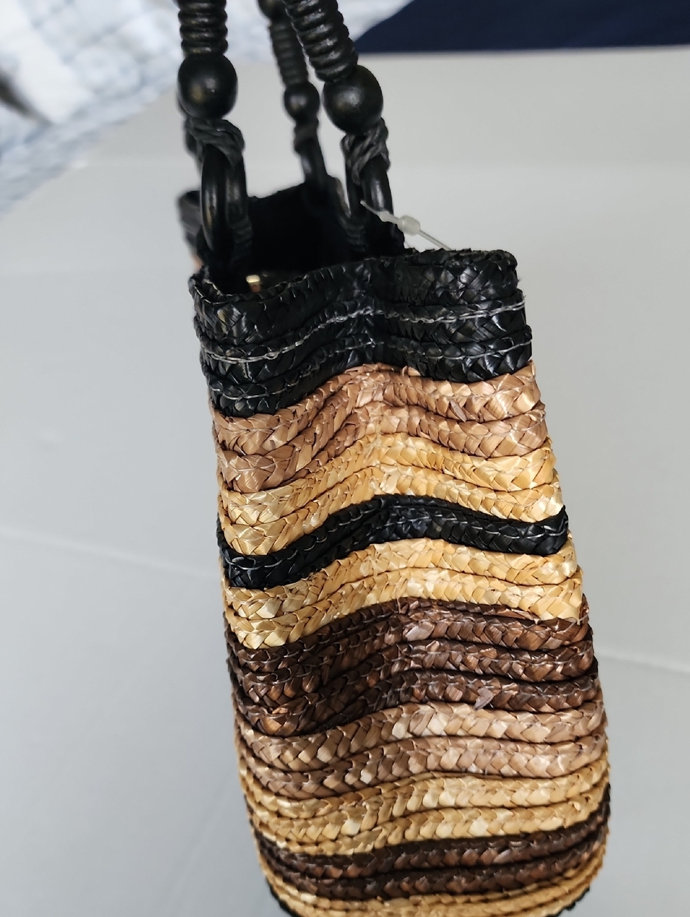 croft & barrow Striped Woven Tote in Natural, Brown and Black - Picture 10 of 12